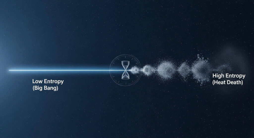 Entropy, Arrow of Time, Second Law of Thermodynamics, Heat Death, Carnot Engine, Boltzmann, Statistical Mechanics, Information Entropy, Dissipative Structures, Cosmic Destiny