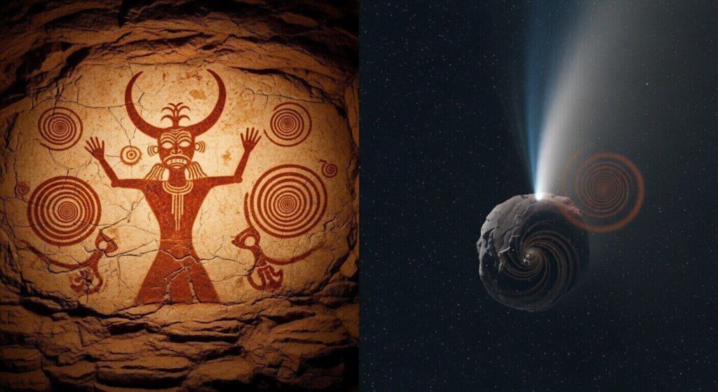 Tsuchinshan-ATLAS comet ancient art, Göbekli Tepe comet carving, Squatter Man petroglyph plasma, Interstellar object ancient record, Archaeoastronomy comet symbols.